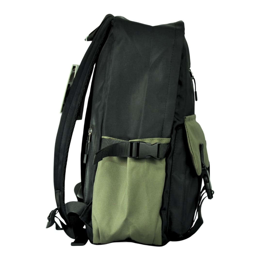 Unisex Khaki Black Canvas Backpack (5)